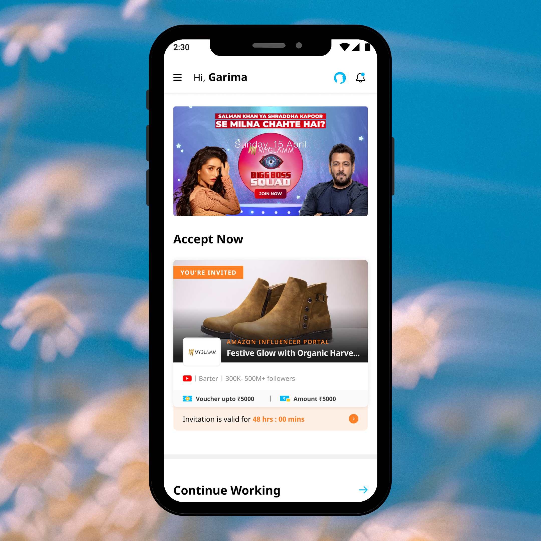 Bigg Boss Squad campaign UI
